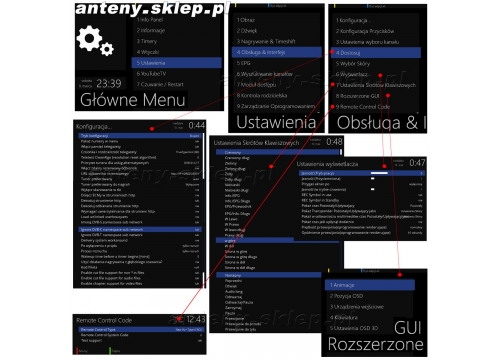 tuner satelitarny Linux Enigma 2 - menu