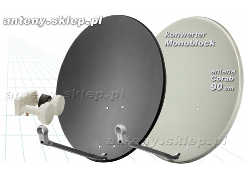 antena satelitarna 90 cm Corab + konwerter Monoblock Opticum